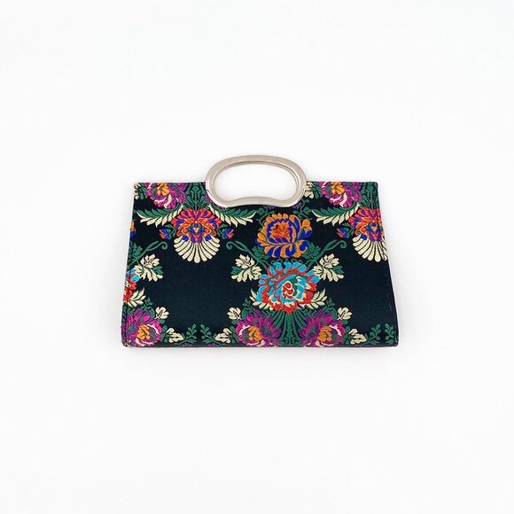 Floral Embroidered Satin Clutch | LIKE NEW! - Picture 2 of 5